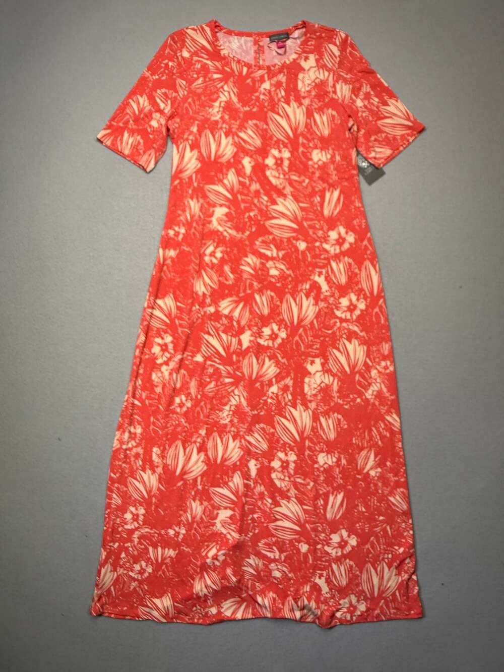 Vince Camuto Women's Printed Elbow-Sleeve Maxi Dress - Coral Medium $70